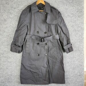 Garrison Collection Trench Coat Womens Black All Weather Army Belted Size 42S